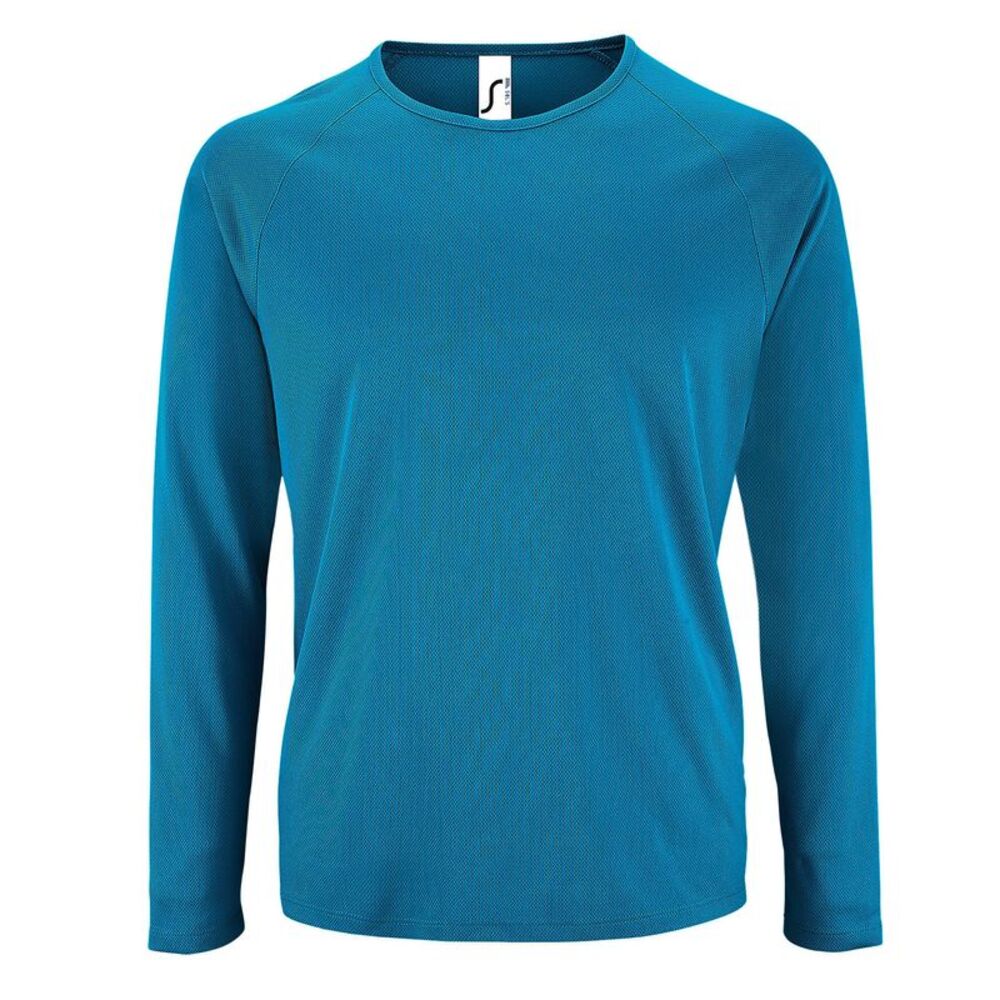 SOLS Mens Sporty Long Sleeve Performance T-Shirt / Aqua